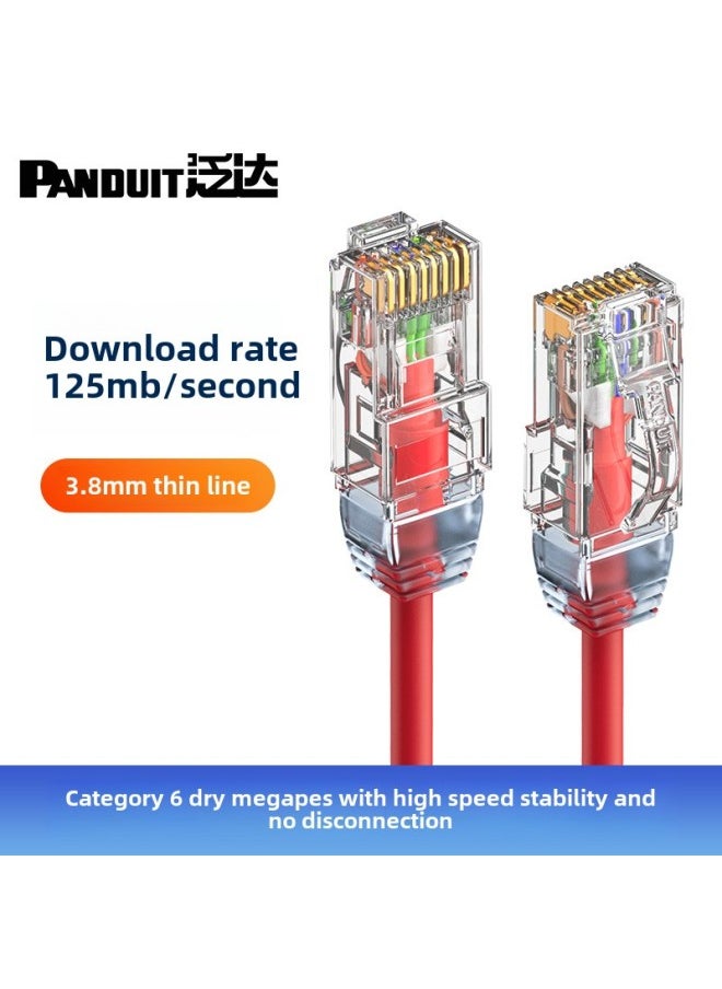 Generic Fanda Panduit Class 6 Fine Network Cable Unshielded Finished Jumper Home Router Computer Broadband Gigabit-Color:Auspicious Red-Line Length:15m  - Image 1
