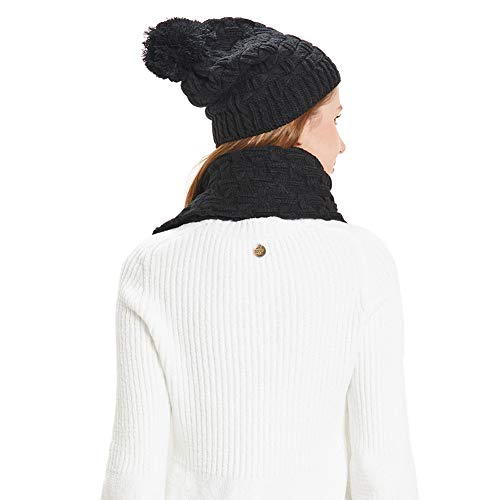HANERDUN Women Girls Fashion Winter Warm Knitted Hat Beanie Hat Scarf Set Black - Image 2