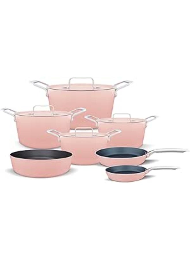 trueval Diamond 11-piece set (18-20-24-28 cm pots, 20-26 cm frying pan, 26 cm oven tray) with stainless steel handles
