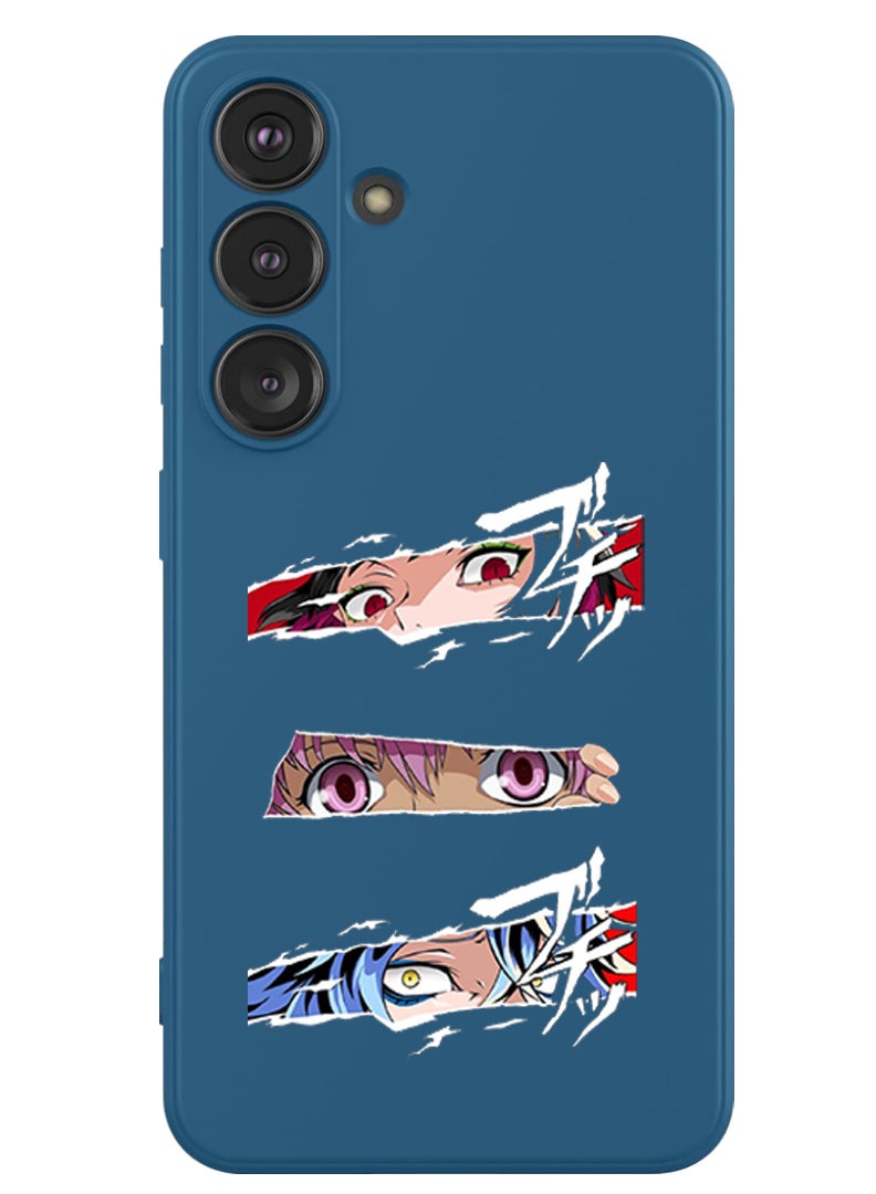 Theodor Protective Slim Fit Case Liquid Silicone Cover with Full Body Protection Anti-Scratch Shockproof Case For Samsung Galaxy S24 (Blue) - anime - Image 1