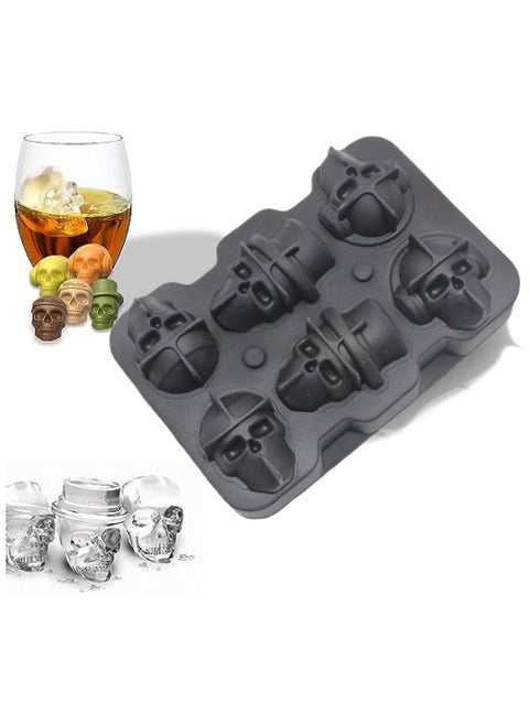 Goolsky Skull Ice Cube Mold, Skull Shape Ice Cube Tray with Lid, Silicone Easy Release Ice Cube Mold for Chocolate Candy Halloween