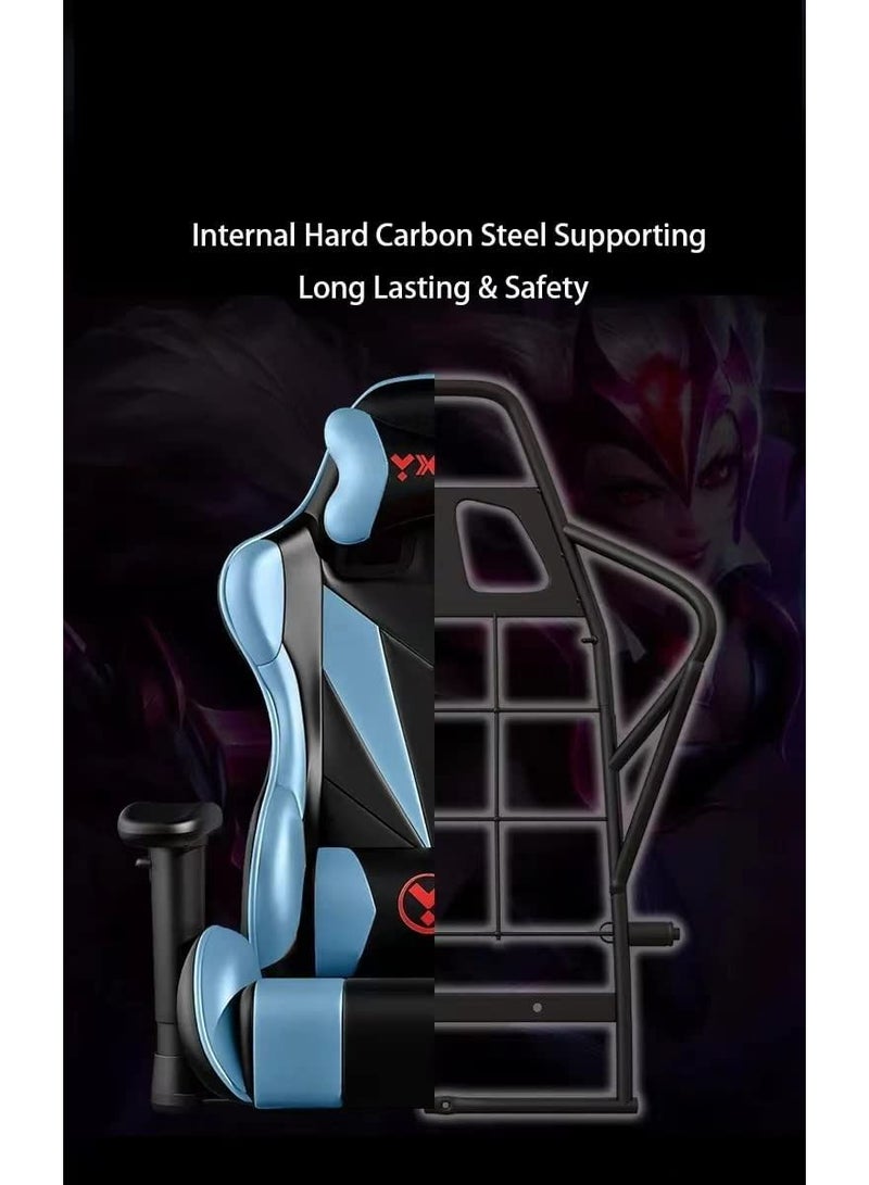 LIMOS Gaming Chair Office Chair High Back Computer Chair with Footrest and Lumbar Support(Grey) - Image 4