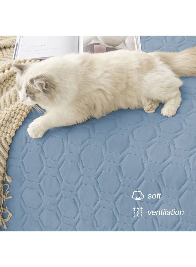 Tcksstex Waterproof and Anti-Slip Dog Bed Cover and Pet Blanket Sofa Pet Bed Mat ，car Incontinence Mattress Protectors Furniture Couch Cover for Most Cats Dogs, Pets （82x82- Stoneblue） - Image 5