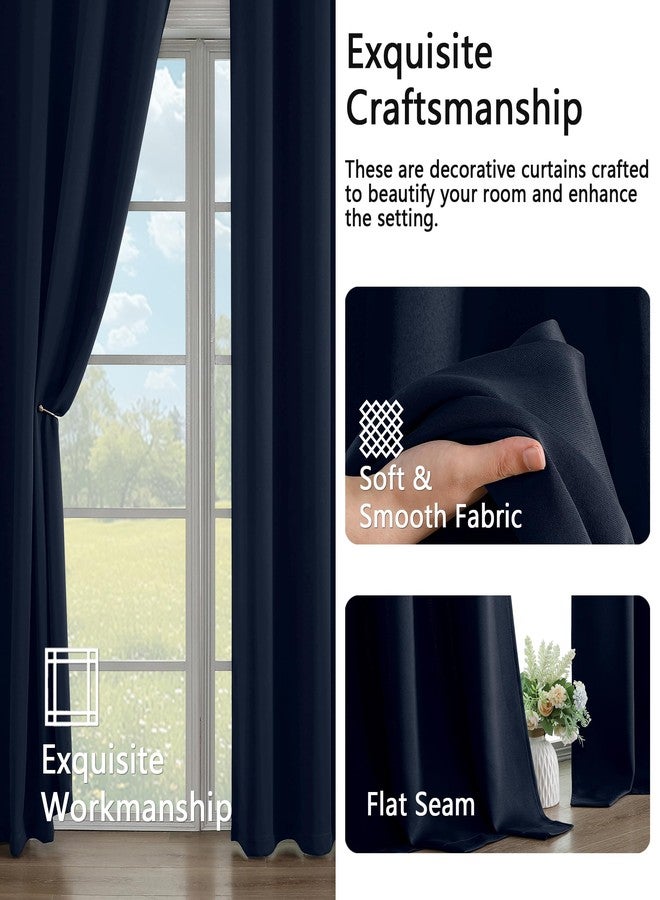 Simplebrand Navy Blue Room Darkening Curtains for Bedroom 63 Inch Length 2 Panels Set, Thermal Insulated Energy Saving Curtains for Kids Room, Grommet Solid Nursery Window Treatment Drapes, W40 x L63 - Image 5