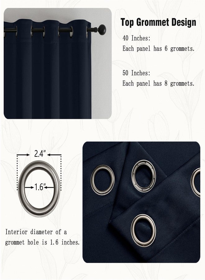 Simplebrand Navy Blue Room Darkening Curtains for Bedroom 63 Inch Length 2 Panels Set, Thermal Insulated Energy Saving Curtains for Kids Room, Grommet Solid Nursery Window Treatment Drapes, W40 x L63 - Image 3