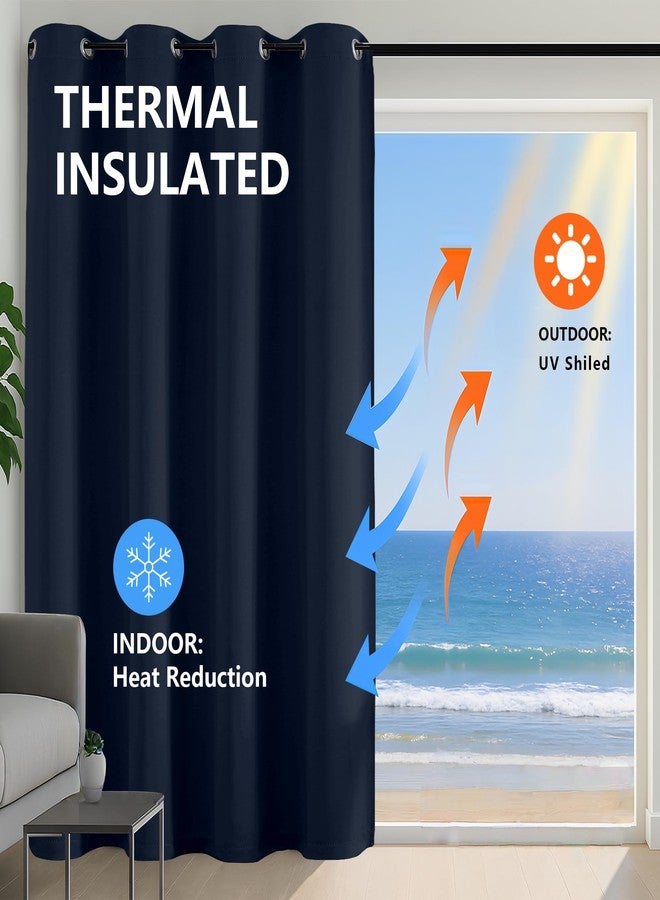 Simplebrand Navy Blue Room Darkening Curtains for Bedroom 63 Inch Length 2 Panels Set, Thermal Insulated Energy Saving Curtains for Kids Room, Grommet Solid Nursery Window Treatment Drapes, W40 x L63 - Image 2
