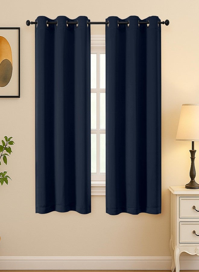 Simplebrand Navy Blue Room Darkening Curtains for Bedroom 63 Inch Length 2 Panels Set, Thermal Insulated Energy Saving Curtains for Kids Room, Grommet Solid Nursery Window Treatment Drapes, W40 x L63 - Image 1