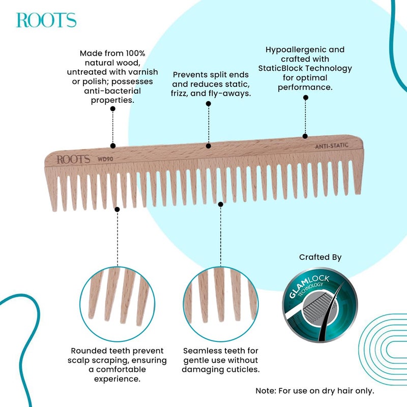 Roots Roots Wooden Dressing Hair Combs For Man and Woman WD90 - Image 2