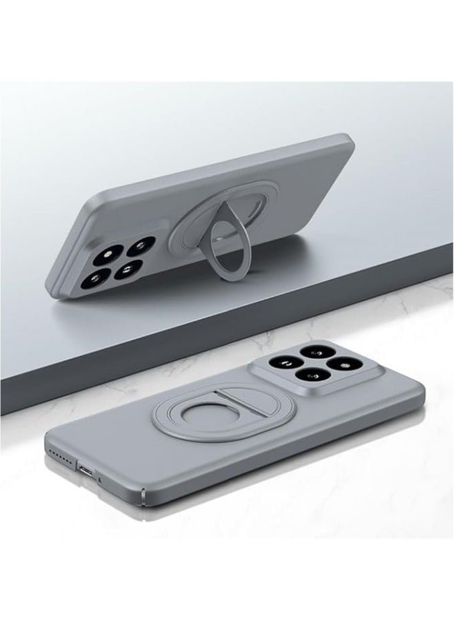 عام حافظة رفيعة ذات قابلية توافق مع هاتف Xiaomi 14 Pro مع حامل الخاتم [تدعم الشحن اللاسلكي] ، غطاء خلفي من البولي كاربونات الصلب مع مغناطيس للوقوف وحامل الهاتف القابل للطي لهاتف Mi 14 Pro.