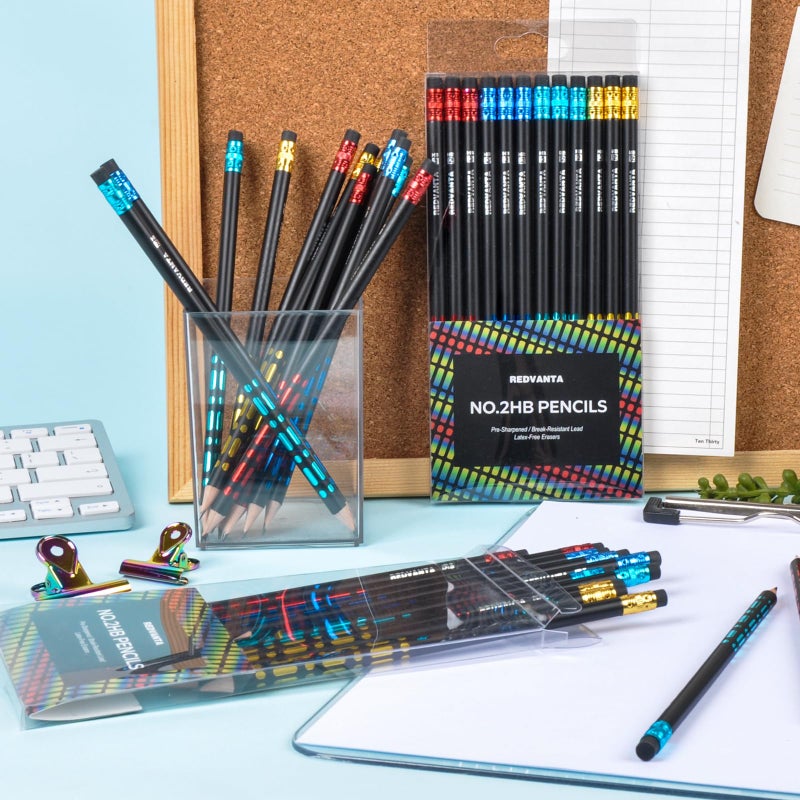 REDVANTA Pre-Sharpened Pencils #2 HB With Erasers, Soft Strong Lead Pencil for Smooth Writing, Drawing and Sketching, School Pencils for Kids, Comfort Grip, Break Resistance, 12 Count - Image 4