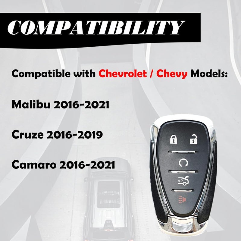MechanMagic Replacement Car Key Fob Smart Proximity Keyless Entry Remote Control Compatible for Chevy Camaro Cruze Malibu 2016 2017 2018 2019 2020 2021 433MHz ID46 Chip 5 Button - Image 3