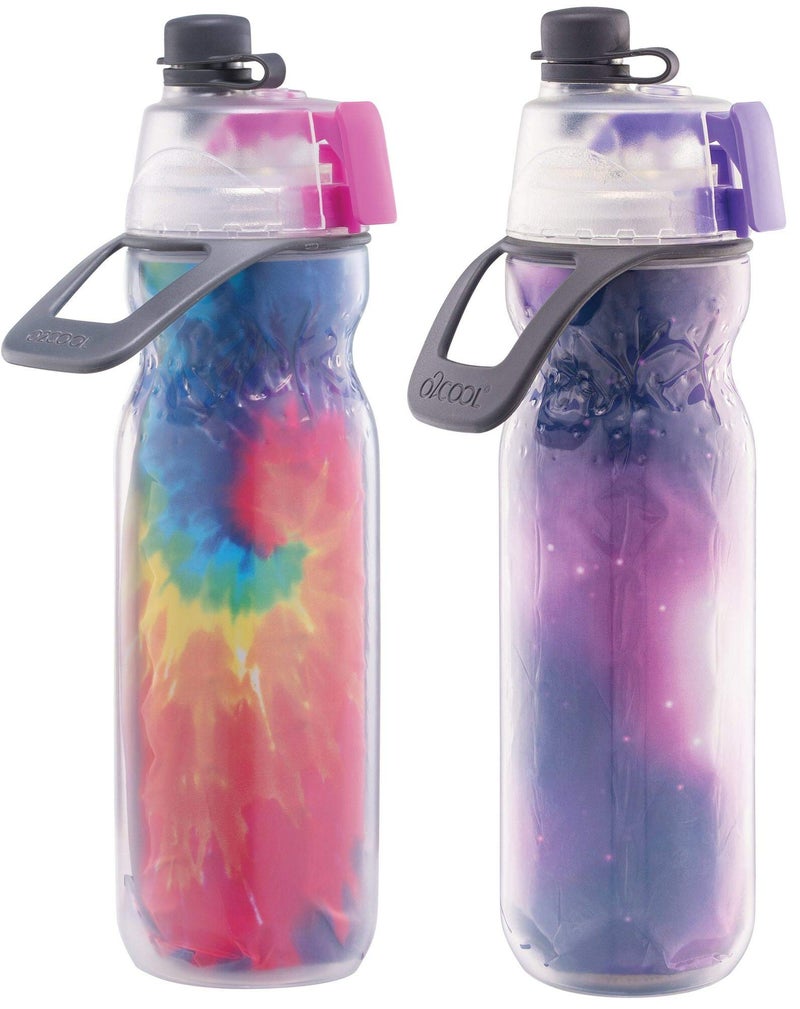 O2COOL Mist 'N Sip Misting Water Bottle 2-in-1 Mist And Sip Function With No Leak Pull Top Spout Reusable Sports Water Bottle - 20 oz (Tie Dye/Celestial Purple) - Image 1