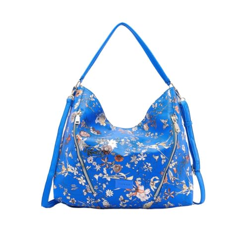 Caprese Fiorella Hobo LargeBlue Shoulder Bag for Women| Stylish, Versatile Handbag for Everyday Use | Perfect for Casual Outings, Work| Spacious Design with Comfortable Adjustable & Detachable Strap - Image 1