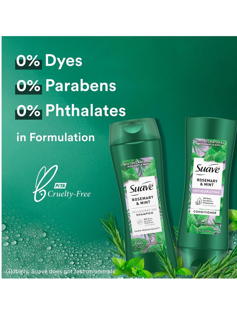 Suave Suave Shampoo and Conditioner Set, Rosemary & Mint - Invigorating Rosemary Mint Clarifying Shampoo & Conditioner, Hair Strengthening, Scented, 12.6 Oz Ea (2 Piece Set)  - Image 2