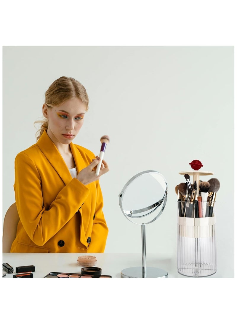 QSHOP Modern Newest Design 2025 Makeup Brush Holder with Lid, Waterproof and Dustproof Transparent Makeup Brush Storage Organizer, Cosmetic Storage for Vanity and Bathroom, No Stuck Bristles - Image 4