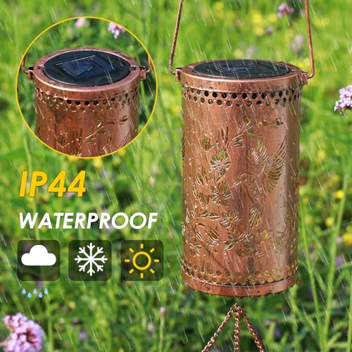 Howarmer Solar Wind Chimes for Outside, 36" Hummingbird Hanging Solar Lantern for Mom, Christmas Windchimes Outdoors Gifts,Garden Decor led Lights Wind Chime for Patio Yard, for Women Grandma - Image 5