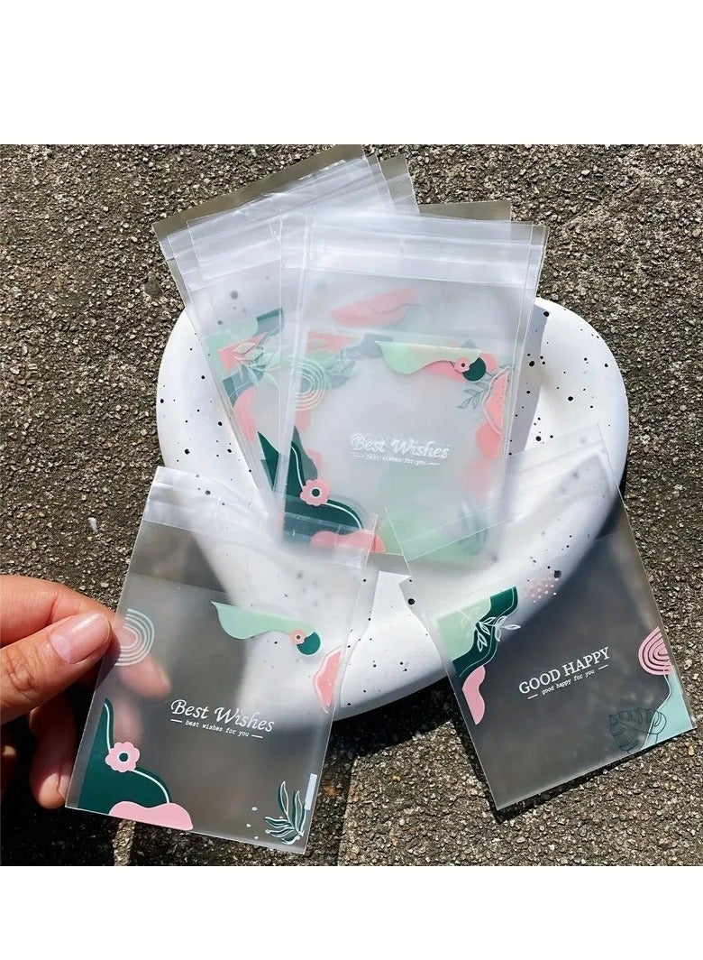 منزل الغابة 100 قطعة اكياس شفافه صغيره ذاتيه اللصق للحلوى، أكياس هدايا، أكياس صغيرة لتغليف البسكويت والمعجنات، اكياس شفافه صغيره ،أكياس تزيين للأغراض الصغيرة 7×10 سم عيد مبارك - Image 3