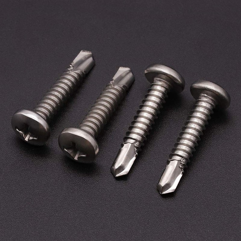 RoyceMart #6 X 1/2"" (100 Pcs) Pan Head Self Drilling Screws For Metal Phillips Drive Self Tapping Sheet Metal Tek Screws 410 Stainless Steel Full Thread No Pre-Drilled Needs - Image 2