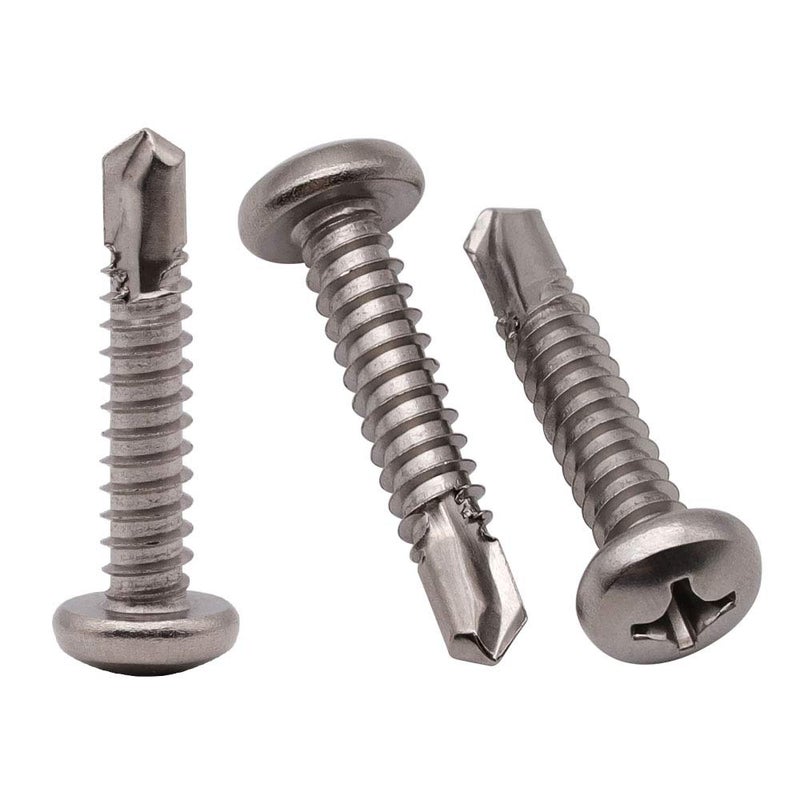 RoyceMart #6 X 1/2"" (100 Pcs) Pan Head Self Drilling Screws For Metal Phillips Drive Self Tapping Sheet Metal Tek Screws 410 Stainless Steel Full Thread No Pre-Drilled Needs - Image 1