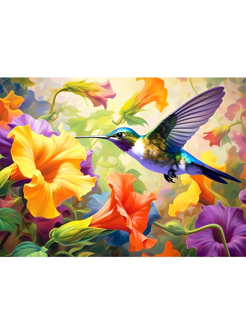 1000 Piece Puzzle for Adults, Jigsaw Puzzles,Flower Hummingbird Jigsaw Puzzles 1000 Pieces Birthday Party for Family Kids and Adults Funny Puzzle - Image 1