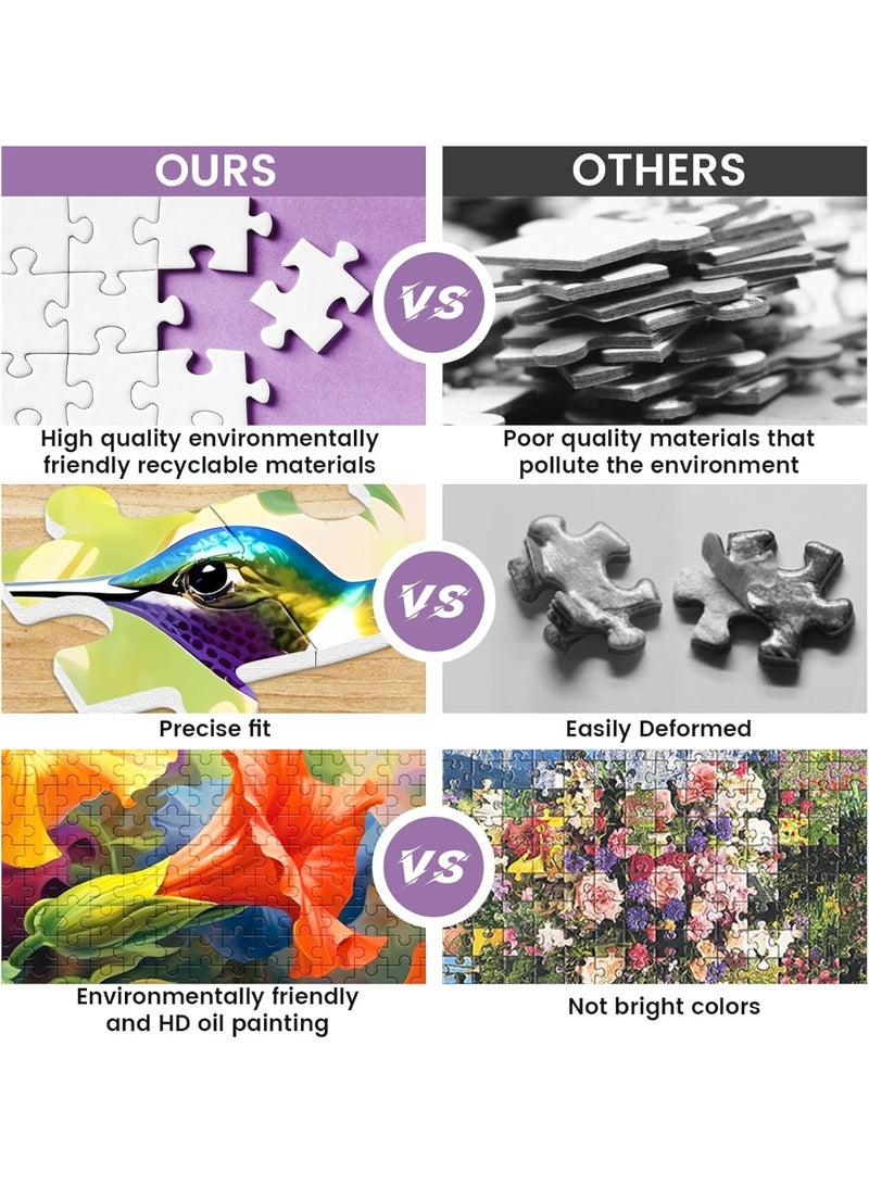 1000 Piece Puzzle for Adults, Jigsaw Puzzles,Flower Hummingbird Jigsaw Puzzles 1000 Pieces Birthday Party for Family Kids and Adults Funny Puzzle - Image 4