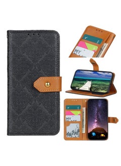 HuHa Case Cover For Xiaomi Poco M3 Pro 4G / Poco M3 Pro 5G / Redmi Note 10 5G European Floral Embossed Copper Buckle Horizontal Flip PU Leather Case with Holder & Card Slots & Wallet & Photo Frame Black 
