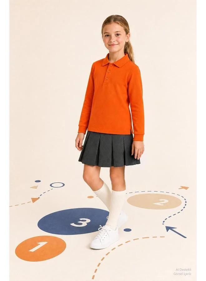Perendi Unisex Children 2-Pack Long Sleeve Polo Neck School T‑Shirt.