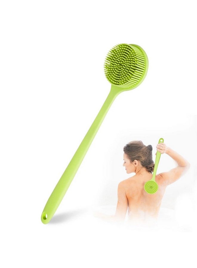 N M Z Double Sided Silicone Long Handle Bath Brush,Back Scrubber Bath Body Shower Brush Green (Pack of 1) - Image 4