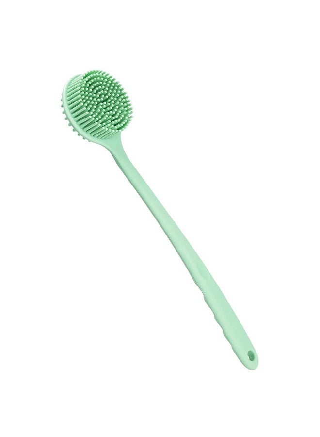 N M Z Double Sided Silicone Long Handle Bath Brush,Back Scrubber Bath Body Shower Brush Green (Pack of 1) - Image 2
