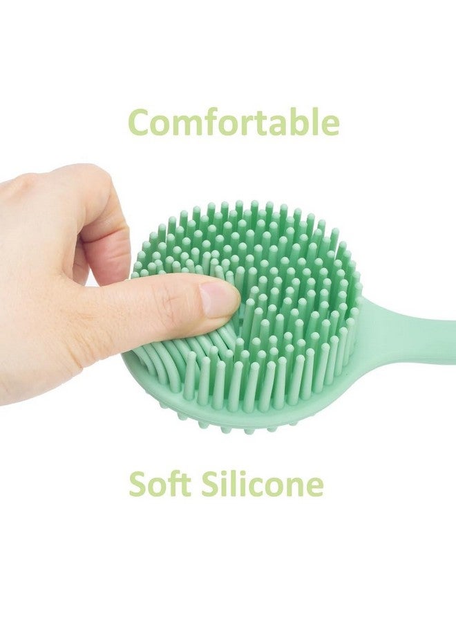 N M Z Double Sided Silicone Long Handle Bath Brush,Back Scrubber Bath Body Shower Brush Green (Pack of 1) - Image 5