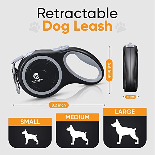 Pet Central Retractable Dog Leash - 16 Feet Quick-Lock Nylon Tape Dog Chain - 360° Tangle-Free, Anti-Slip Cat & Dog Rope - Small, Medium, Large (Up to 110Lbs/50Kg), Black, 5M - Image 2