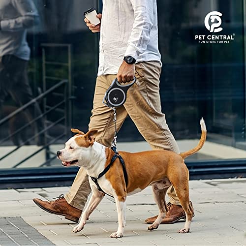 Pet Central Retractable Dog Leash - 16 Feet Quick-Lock Nylon Tape Dog Chain - 360° Tangle-Free, Anti-Slip Cat & Dog Rope - Small, Medium, Large (Up to 110Lbs/50Kg), Black, 5M - Image 5