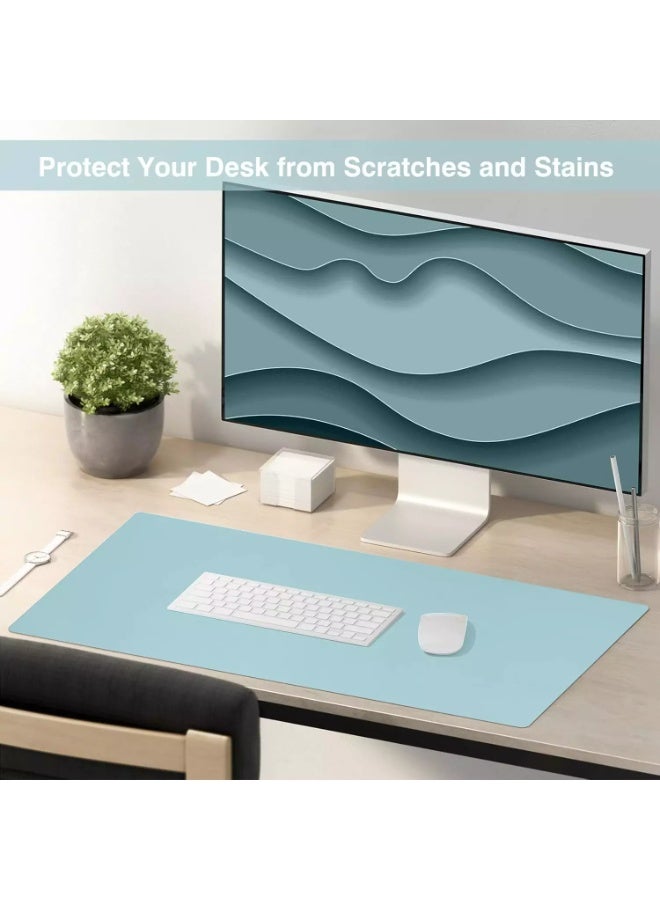 Towwi Desk Pad 90×43cm Waterproof Leather Desk Mat – Large Smooth Surface Mouse & Keyboard Pad (Blue) - Image 3