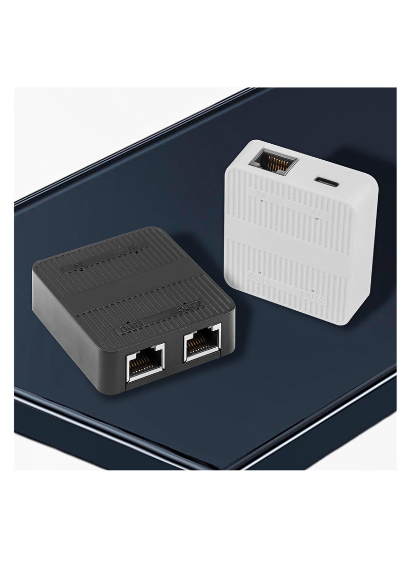 RJ45 Ethernet Splitter Adapter Gigabit, RJ45 Network Splitter 1 to 2 , Cat5, Cat6, Cat7 RJ45 Network Extension Connector, 2 Ports Devices Share The Internet at The Same Time (black)