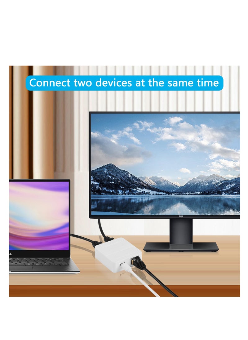 RJ45 Ethernet Splitter Adapter Gigabit, RJ45 Network Splitter 1 to 2 , Cat5, Cat6, Cat7 RJ45 Network Extension Connector, 2 Ports Devices Share The Internet at The Same Time (black)