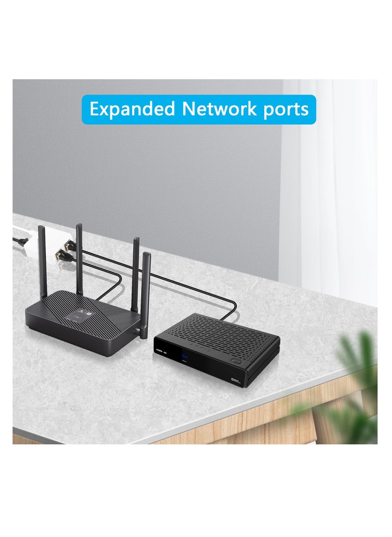 RJ45 Ethernet Splitter Adapter Gigabit, RJ45 Network Splitter 1 to 2 , Cat5, Cat6, Cat7 RJ45 Network Extension Connector, 2 Ports Devices Share The Internet at The Same Time (black)