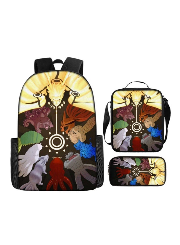 Naruto The new Naruto backpack, pencil case, shoulder bag, three-piece suit, men's and women's leisure sports travel backpack, student school backpack - Image 1