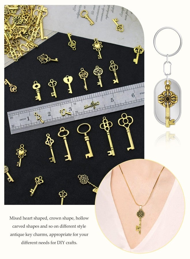 JIALEEY 80 PCS Vintage Skeleton Key Set Charms, Mixed Style Antique Gold Key Set Pendant DIY Charms for Jewelry Making Wedding Party Favors - Image 4