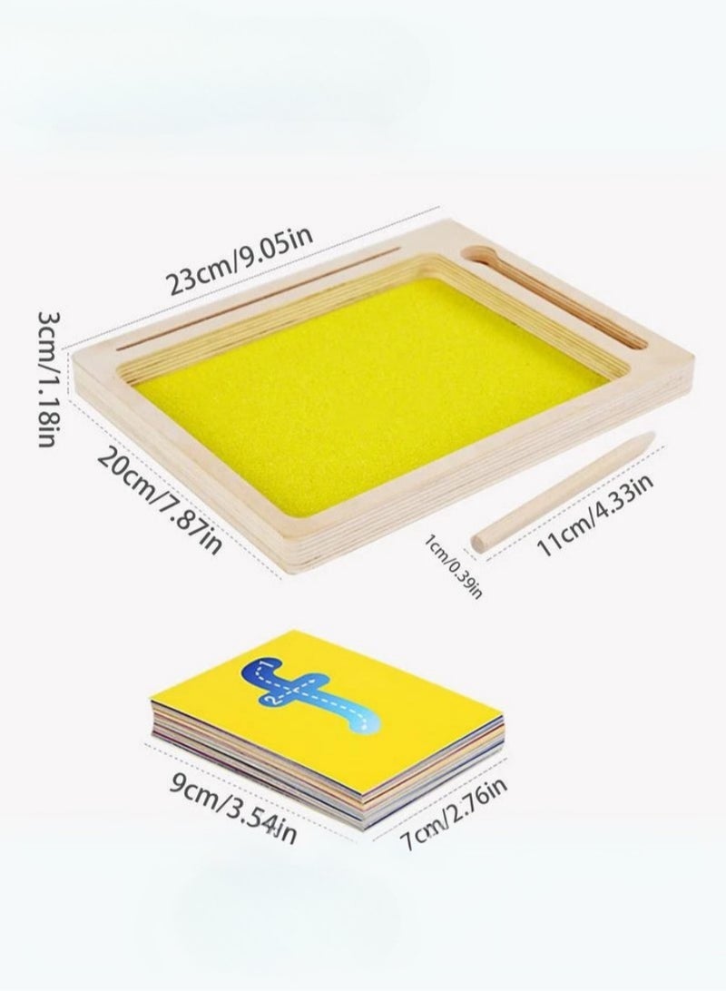 Wooden Sand Tray Writing Learning Toy for Kids – Educational Handwriting Practice Set with Wooden Pen, Letters, Numbers, and Animal Words – Fine Motor Skills and Sensory Development Toy for Preschoo - Image 4