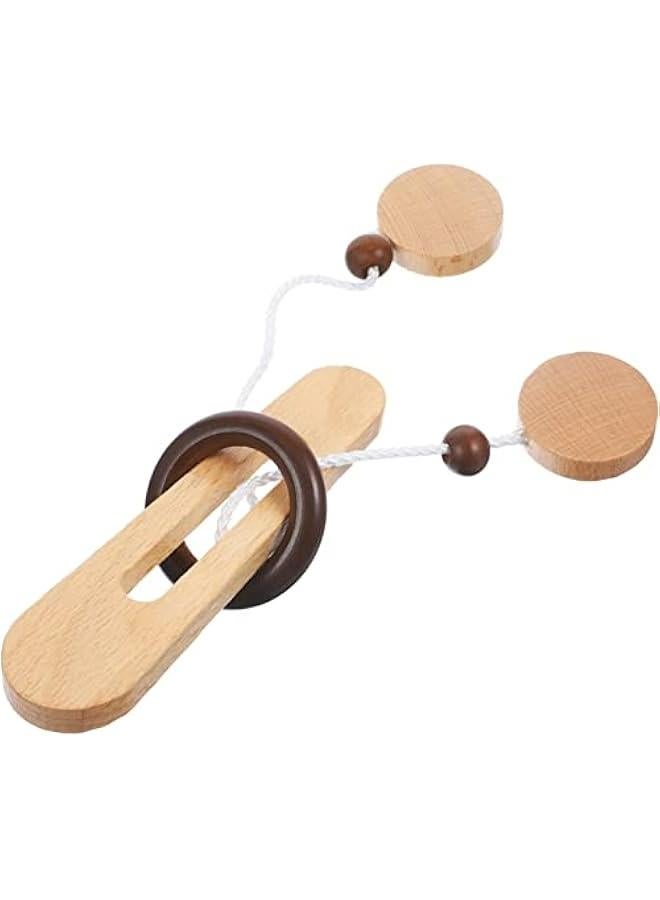 Wooden Brain Teaser Puzzle for Adults and Youth, Threading Rope Unlocking Interlocking IQ Hole Lock Educational Toy  - Image 1
