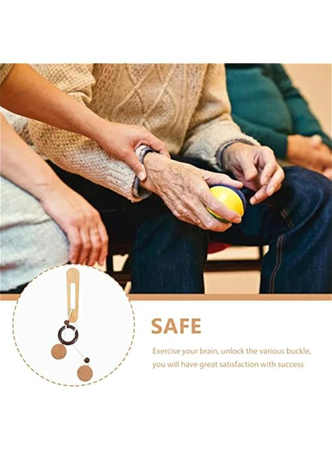 Wooden Brain Teaser Puzzle for Adults and Youth, Threading Rope Unlocking Interlocking IQ Hole Lock Educational Toy  - Image 3