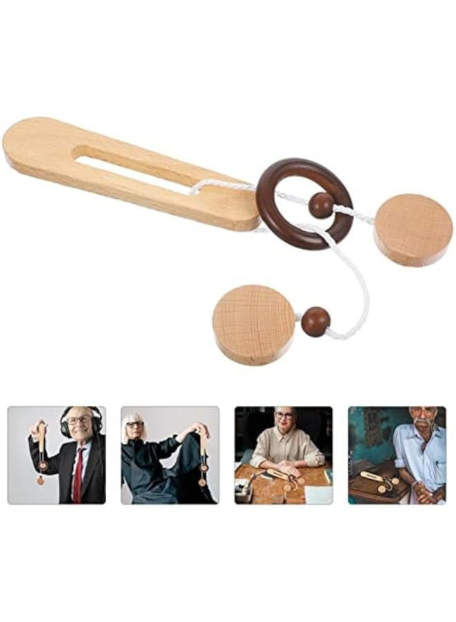 Wooden Brain Teaser Puzzle for Adults and Youth, Threading Rope Unlocking Interlocking IQ Hole Lock Educational Toy  - Image 4