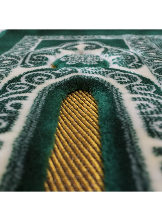 Modefa Modefa Islamic Prayer Rug  Double Plush Large  Wide Velvet Carpet  Traditional Muslim Janamaz Sajada  Thick Turkish Prayer Mat for Men  Women Ramadan or Eid Gift  Floral Mihrab Green  - Image 4