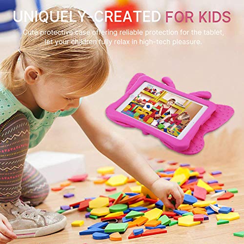 Simicoo iPad 7 8 10.2 Kids Case iPad 9 10.2 3D Cute Butterfly Case for Kids Light Weight EVA Stand Shockproof Rugged Heavy Duty Kids Friendly iPad Cover for Girl iPad 10.2 iPad 7th 8th 9th (Rose) - Image 3