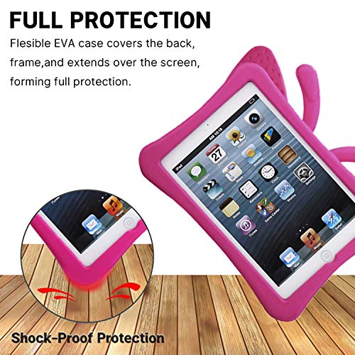 Simicoo iPad 7 8 10.2 Kids Case iPad 9 10.2 3D Cute Butterfly Case for Kids Light Weight EVA Stand Shockproof Rugged Heavy Duty Kids Friendly iPad Cover for Girl iPad 10.2 iPad 7th 8th 9th (Rose) - Image 5