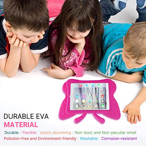 Simicoo iPad 7 8 10.2 Kids Case iPad 9 10.2 3D Cute Butterfly Case for Kids Light Weight EVA Stand Shockproof Rugged Heavy Duty Kids Friendly iPad Cover for Girl iPad 10.2 iPad 7th 8th 9th (Rose) - Image 2