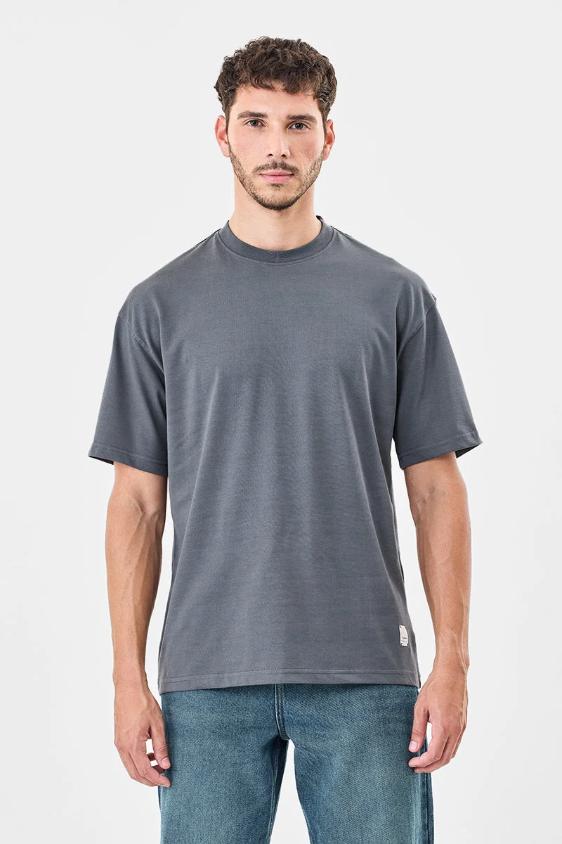 Snitch Grey 100% Cotton Oversized Core Lab T-Shirt for Men | Best Price UAE