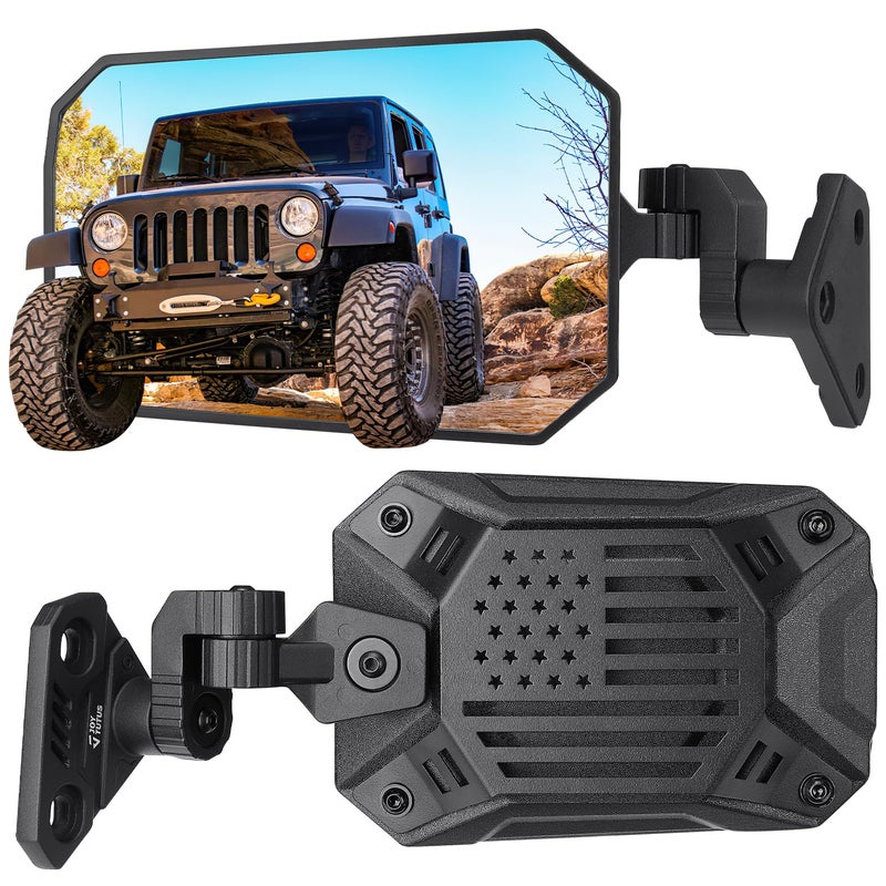JOYTUTUS مرايا JOYTUTUS Wrangler متوافقة مع Wrangler TJ JK و Unlimited، مرايا جانبية لـ Wrangler 1997-2018، رؤية أوسع بدون اهتزاز أو اهتزاز (محمي ببراءة اختراع)، لا تناسب الأبواب - Image 1