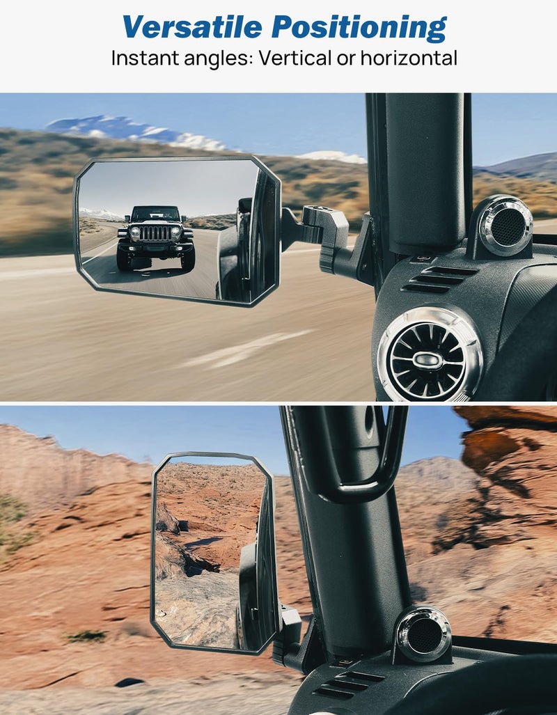 JOYTUTUS مرايا JOYTUTUS Wrangler متوافقة مع Wrangler TJ JK و Unlimited، مرايا جانبية لـ Wrangler 1997-2018، رؤية أوسع بدون اهتزاز أو اهتزاز (محمي ببراءة اختراع)، لا تناسب الأبواب - Image 5
