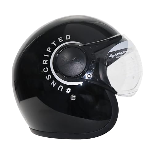 TVS Lightweight Half Face Helmet for Men and Women for Ronin Edition with Clear Visor, ISI Certified Helmet, High Impact ABS, Safety with Comfort, Bike Accessories |Scooty (Color:Black, Size:XL) - Image 5
